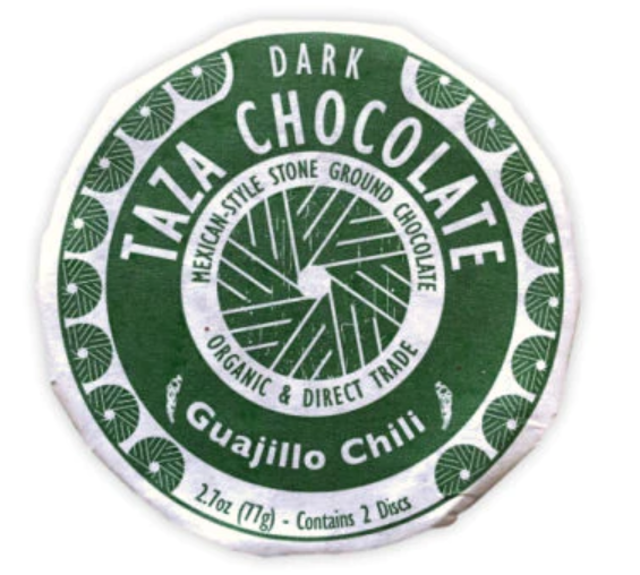 Taza Chocolate: Guajillo Chili 50% Dark.