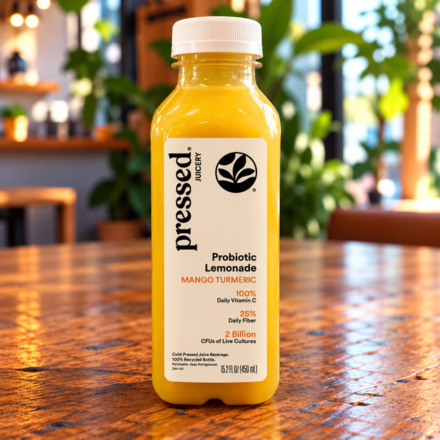 Pressed Juice: Probiotic Lemonade; Mango Turmeric.