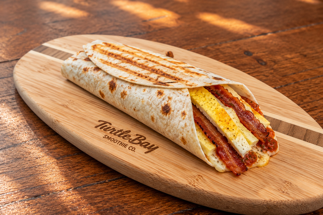 Bacon Surfer Breakfast Burrito.