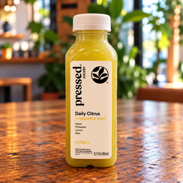 Pressed Juice: Daily Citrus + Pineapple Mint.